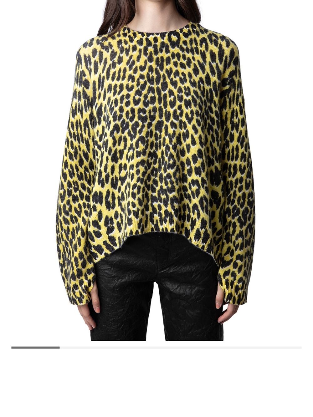 Zadig & Voltaire Yellow and Black Leopard-Print Crewneck Sweater